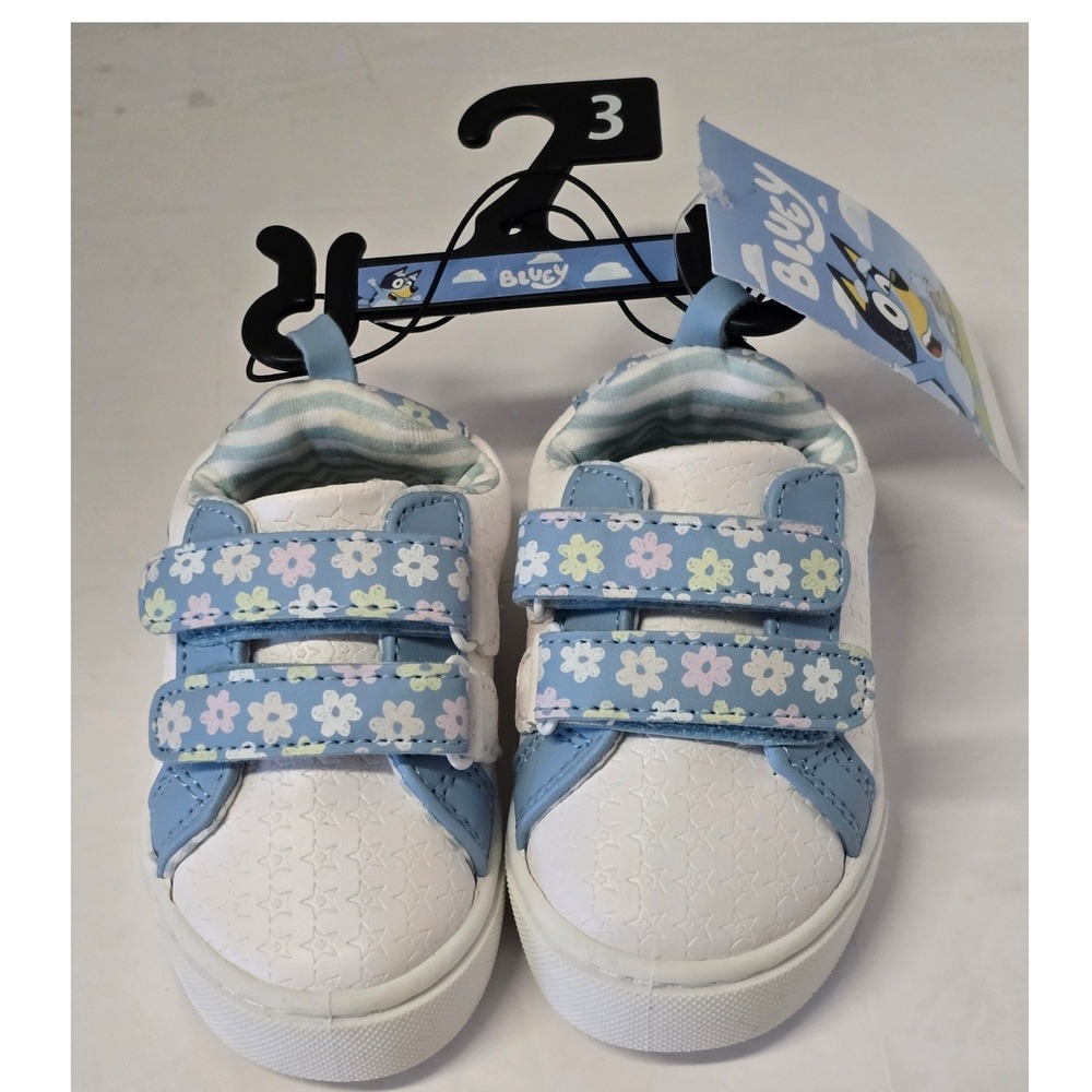 Bluey by Ground Up Toddler Girls Floral Sneakers White Blue Size 3 NWT